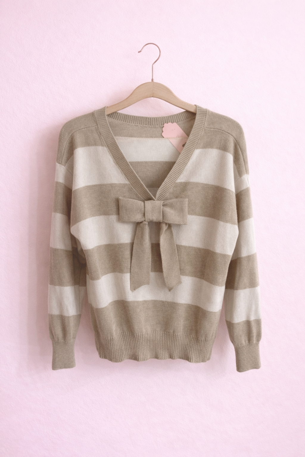 Jersey rayas beige bow