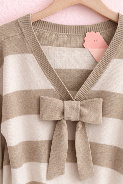 Jersey rayas beige bow